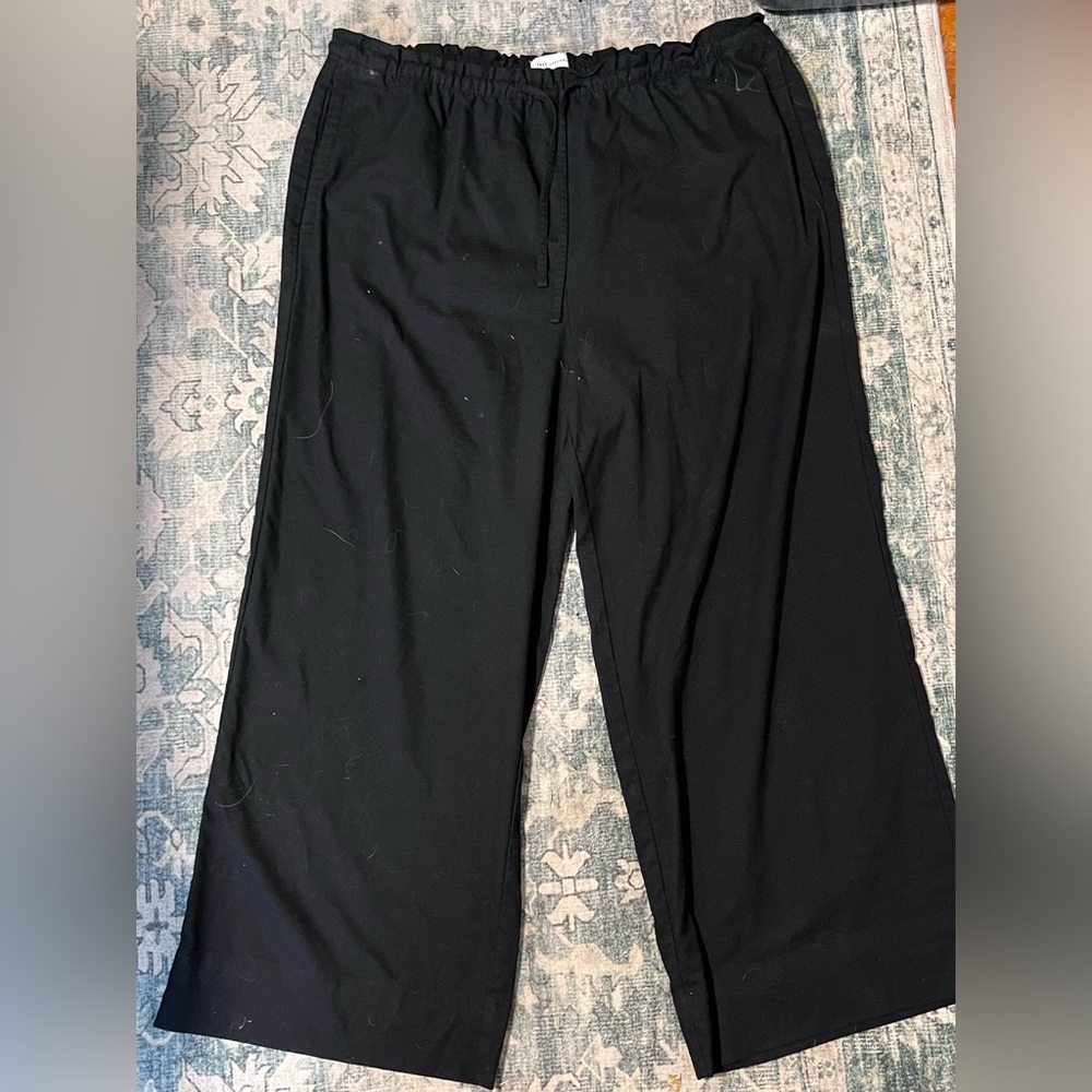 Black Wide-Leg Drawstring Women's Pants